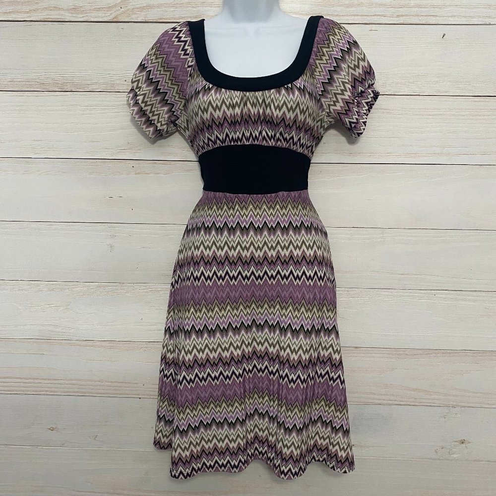 Aa Studio women's size 8 chevron print short sleeve midi dress.